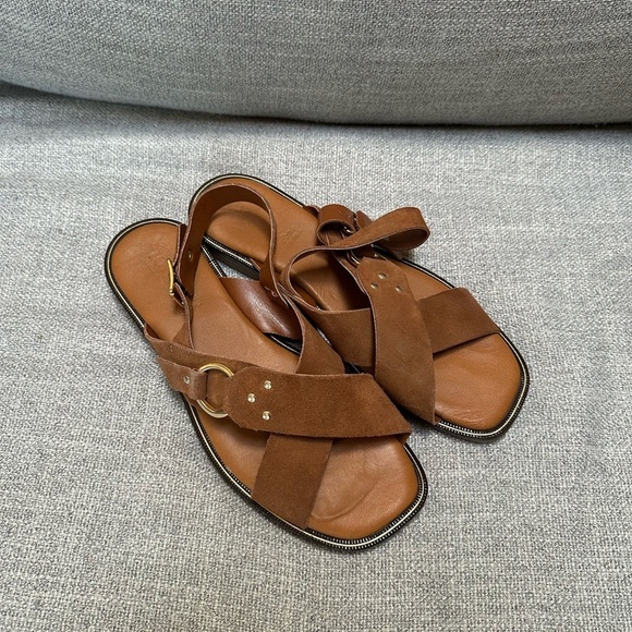 Made in Italy Brown Genuine Leather Sandals Size 39 - Picture 1 of 4